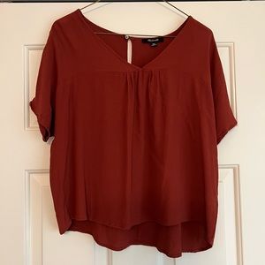 Madewell Women's Top Burnt Orange V-neck Short Sleeve Shirt - XXS